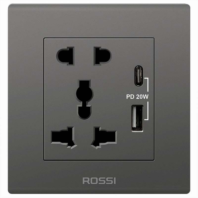 Ổ cắm đôi đa năng có cổng sạc USB và Type C