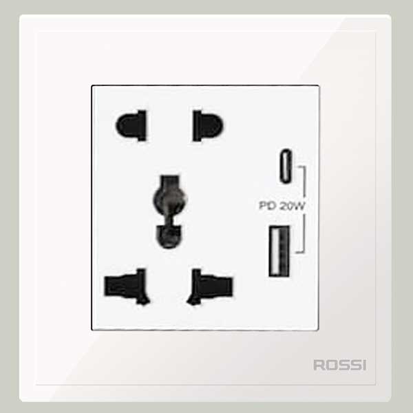 Ổ cắm đôi đa năng có cổng sạc USB và Type C R60