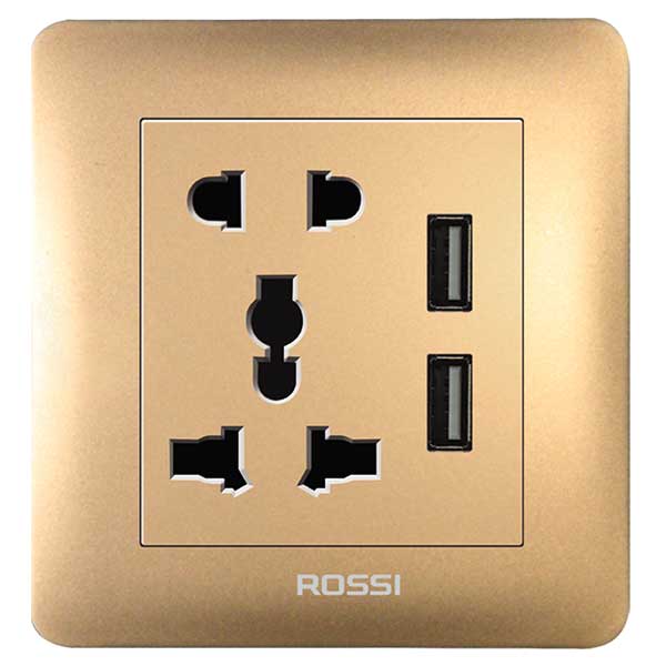 Ổ cắm đôi đa năng kết hợp 2 cổng sạc USB R50