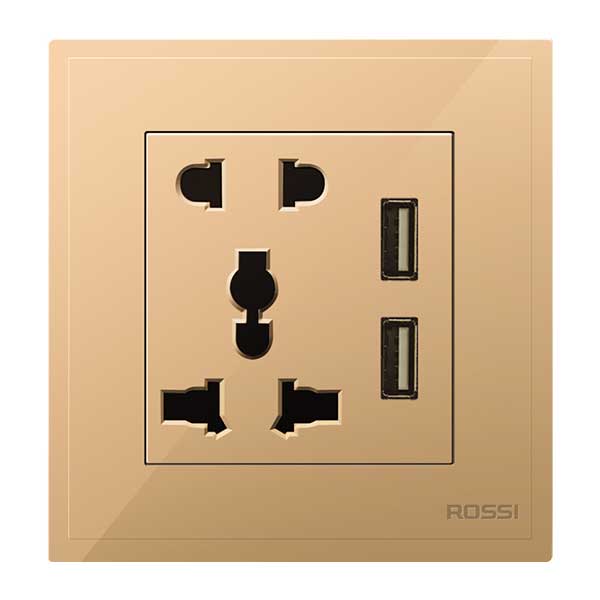 Ổ cắm đôi đa năng có cổng sạc USB + TypeC R62